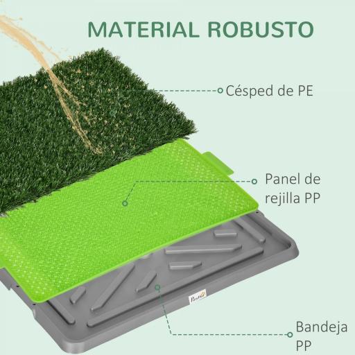 Inodoro para Perros con 2 Céspedes Artificiales Rejilla y Bandeja para Entrenamiento de Cachorros 67x41x3,5 cm Verde [5]