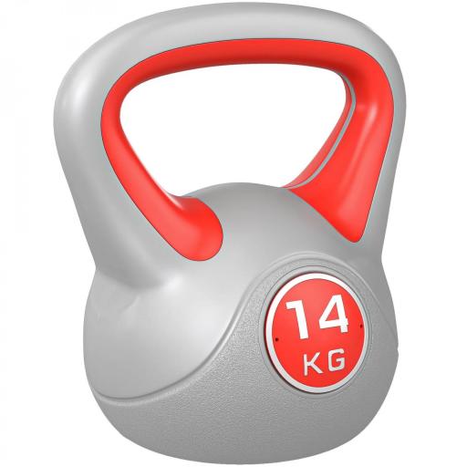 Pesa Rusa 14 kg Revestimiento de PU y Relleno de Arena para Entrenamiento de Fuerza 26x18x32 cm Rojo y Gris [7]