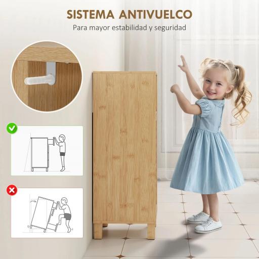 Mueble Auxiliar de Baño Estrecho con Puerta de Lamas Balda Abierto Estante Ajustable 30x30x80 cm Natural [6]