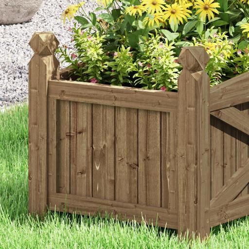 Jardinera de Madera Elevada para Cultivar Plantas Flores Hierba para Jardín Balcón Terraza 60x39x37 cm Café Oscuro [7]