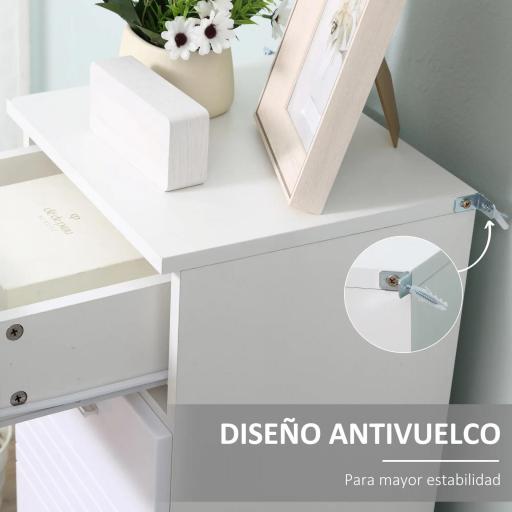 Armario Auxiliar de Baño Mueble de Baño de Suelo con Puerta Cajón y Estante Ajustable para Salón 35x30x77,5 cm Blanco [3]