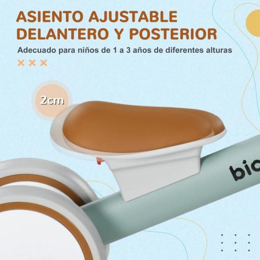 Bicicleta sin Pedales para Niños de 12-36 Meses con Asiento Ajustable Cesta y 4 Ruedas Silenciosas 56x27x39 cm Verde [7]