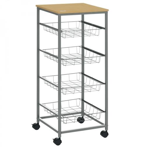 Carro Múltiusos de Cocina Baño con Ruedas 5 Niveles Carrito de Servicio Isla de Cocina Marco de Acero Carrito Auxiliar Verdulero Frutero Carga 20 kg para Salón 36,5x36,5x89 cm Plata [3]