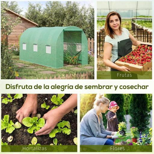 Invernadero de Exterior 4x2x2 m Invernadero de Túnel con 6 Ventanas de Malla y Puerta Enrollable con Cremallera Invernadero de Huerto Anti-UV para Patio Jardín Verde [4]