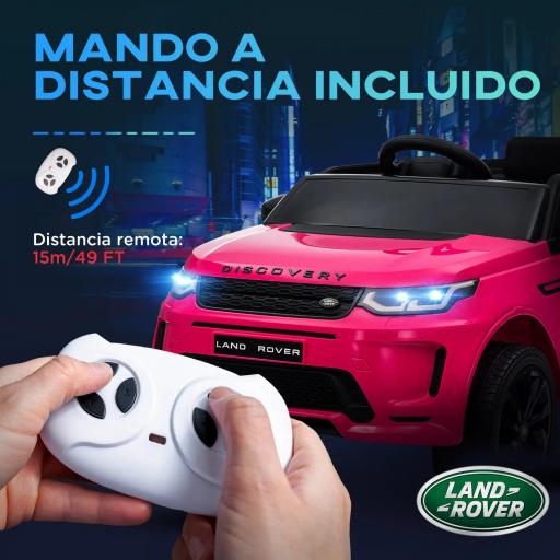 Coche Eléctrico para Niños con Licencia Land Rover Discovery Sport con Batería 12V Mando a Distancia Faros y Música Rosa [4]