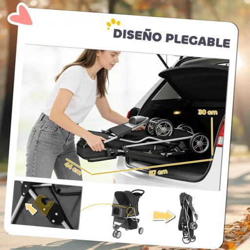 Carrito para Perros Pequeños con Cesta de Almacenaje Ventanas de Malla y Cinturón de Seguridad 77x44x102 cm Gris Oscuro [5]