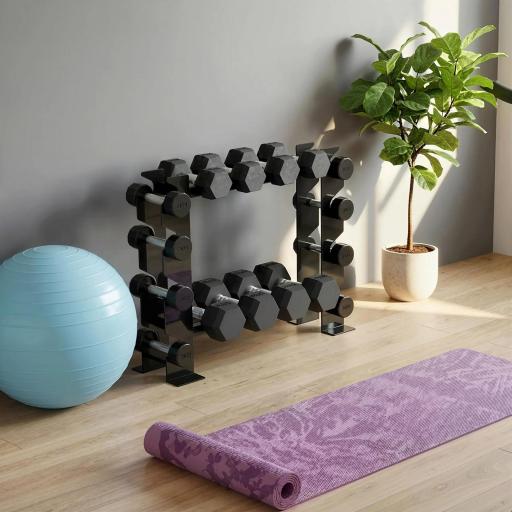 Soporte para Mancuernas de 4 Niveles Estante de Pesas de Acero Resistente para Gimnasio Casa Carga 200 kg 70x21x55 cm [6]