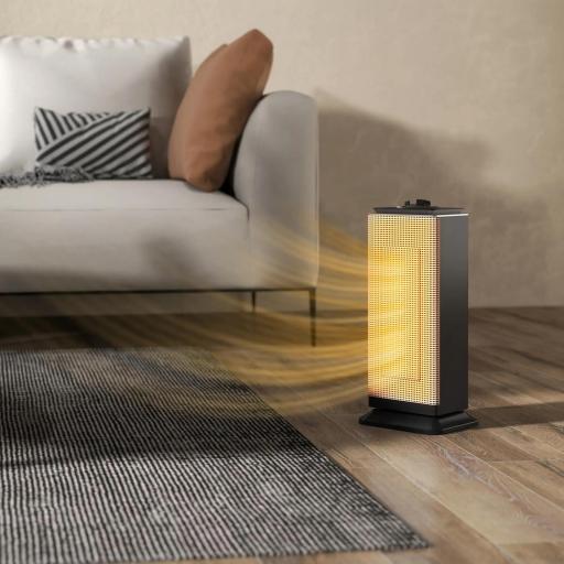 Calefactor Cerámico Eléctrico Cerámico 2000 W con Oscilación Termostato Ajustable y 3 Modos 18x15x40,5 cm Negro [7]