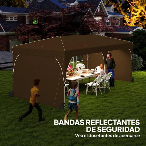 Carpa Plegable 6x3 m con Tiras Reflectantes UPF 50+ Fácil Montaje Sistema Central de Bloqueo Impermeable Beige [5]