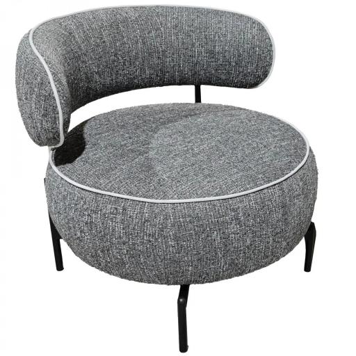 Butaca de Salón con Asiento Giratorio Tapizado en Lino Asiento Amplio Relleno Grueso Patas de Metal Gris Oscuro [4]