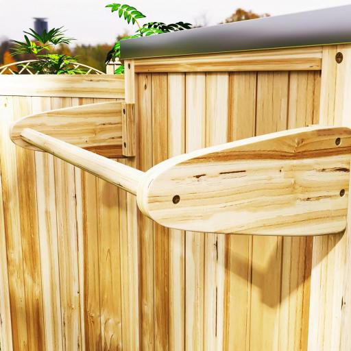Carrito de Parrilla de Madera con 4 Ruedas Estantes Armario y Encimera de Acero Inoxidable 134,5x50x91,5 cm Natural [7]