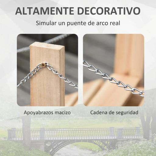 Puente de Jardín de Madera con Pasamanos Puente Decorativo para Estanque Carga 5 kg 100x32x48 cm Natural [7]