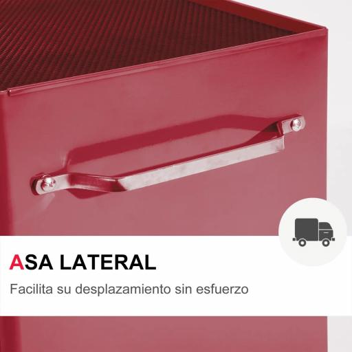 Carro de Herramientas para Taller con Ruedas 5 Cajones Armario con Cierre y Asa Lateral 61,5x33x82,5 cm Rojo [6]