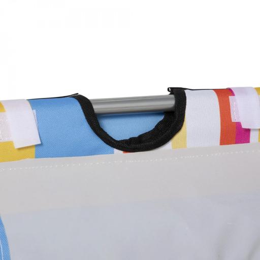 Set de 2 Esterillas de Playa Plegables 124x53x45 cm con Respaldo Ajustable y Reposacabezas Esteras de Playa Portátil de Tela Oxford Acero con Bolsa de Transporte para Balcón Jardín Multicolor [4]