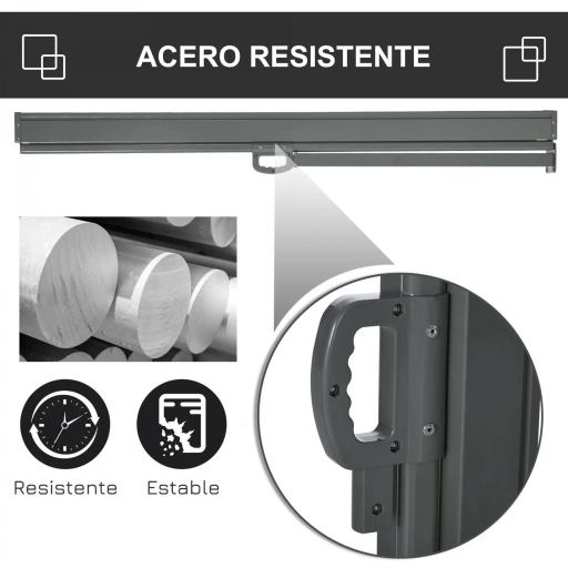 Toldo Lateral Retráctil 300x160 cm Pantalla Enrollable Mampara de Privacidad y Protección Solar para Balcón Terraza Gris [2]
