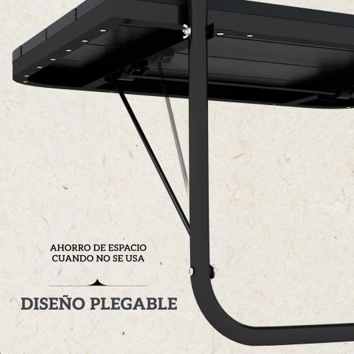 Mesa Colgante para Balcón Plegable de Aluminio con Altura Ajustable en 4 Niveles Carga 25 kg 60x40x55-64 cm Negro [3]