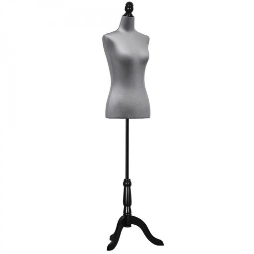 Maniquí de Costura Ajustable a 130-168 cm con Trípode de Madera para Fotografía de Moda Exposición de Prendas Gris [5]