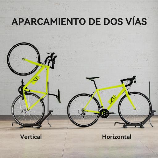 Soporte para Bicicletas de Acero Aparca Bicis de Suelo Plegable Portátil para Casa Garaje Taller 75x41x71-81 cm Negro [8]