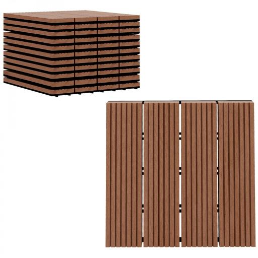 Set de 11 Piezas Baldosas de Exterior 30x30 cm 1 m² Antideslizantes y Resistentes al Clima de Fácil Instalación Marrón [9]