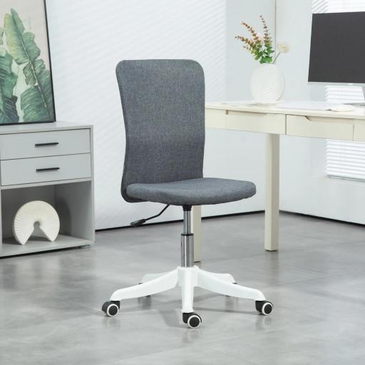 Silla de Oficina con Ruedas Altura Ajustable y Tapizado en Lino Sintético para Oficina o Estudio 53x43x85-93 cm Gris