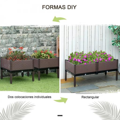 Juego de 2 Jardineras Exterior Grandes de Acero Galvanizado Huertos Urbanos para Terraza Jardín 100x50x30 cm Verde [4]