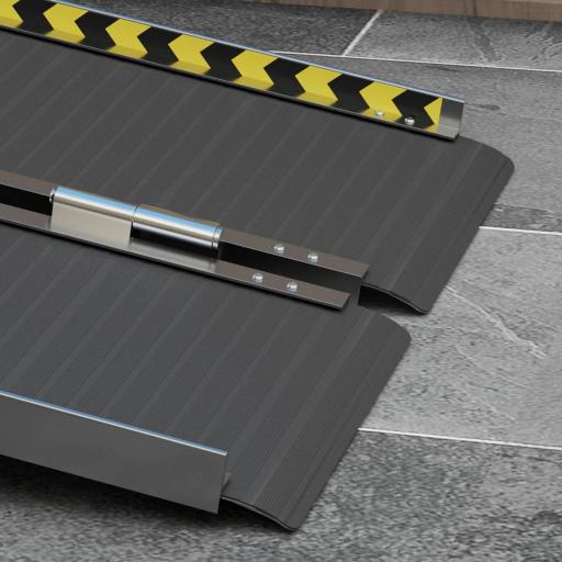 Rampa para Sillas de Ruedas Plegable de Aleación de Aluminio 91 cm con Adhesivos Reflectantes Carga 272 kg Negro [8]