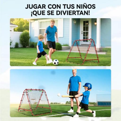 Red de Rebote Plegable con Ángulo Ajustable para Entrenamiento de Fútbol Béisbol y Tenis 100x95x90 cm Rojo [4]