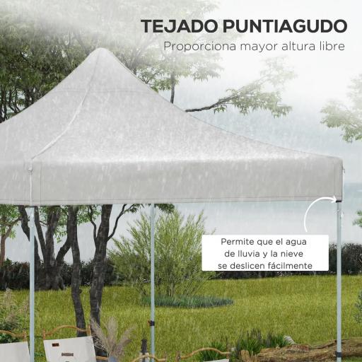 Techo de Repuesto para Carpa Plegable de Tela Oxford 3x3 m con Techo Puntiagudo Impermeable y Anti-UV Blanco [3]