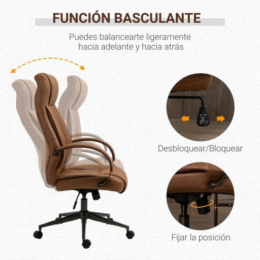 Silla de Escritorio Giratoria con Altura Ajustable Reposacabezas Reposabrazos y Respaldo 65x71,5x114-122 cm Marrón [6]