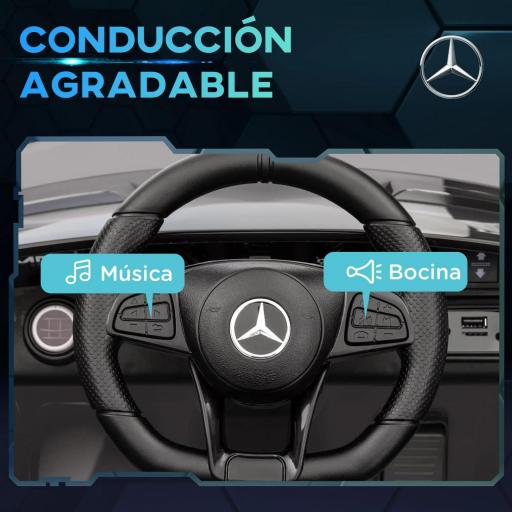 Coche Eléctrico para Niños de +3 Años Mercedes-Benz AMG GTR con Batería 12V Mando a Distancia Faros Bocina Música Plata [3]
