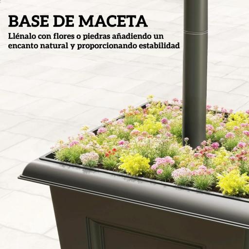 Farola Solar Exterior de Jardín con Macetero Poste de Aluminio IP44 Encendido/Apagado Automático 33x33x160 cm Negro [3]