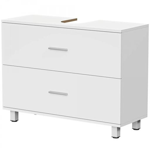 Mueble Bajo Lavabo con 2 Cajones Estilo Moderno para Lavabo sin Pedestal 80x30x60 cm Blanco [8]