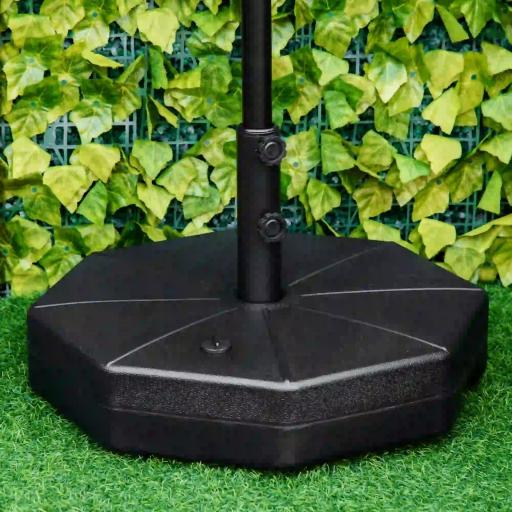 Base de Sombrilla Rellenable de Agua 28 kg o Arena 40 kg Soporte de Parasol Octagonal Apto para Postes de 38mm 48 mm para Jardín Terraza Ø60x36 cm Negro