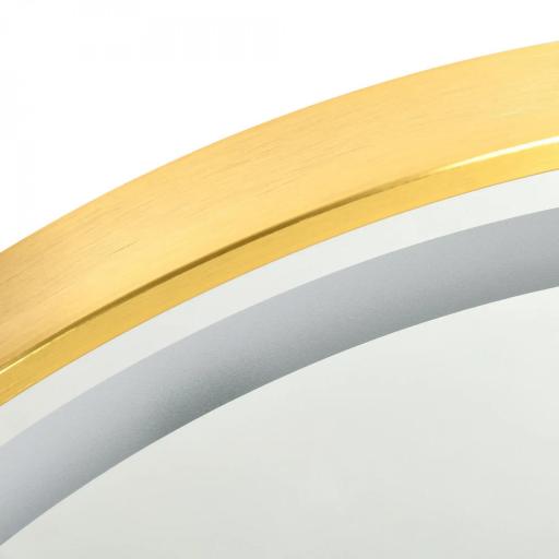 Espejo de Baño con Luz LED Táctil Función de Memoria Brillo y Color Ajustable y Reloj Ø60x4 cm Dorado [7]