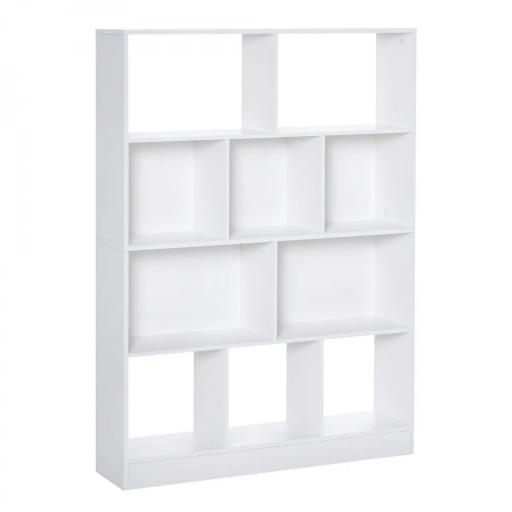 Estantería Librería de 4 Niveles con 10 Compartimentos Estantes de Almacenaje Multiusos 100x23,8x140 cm Blanco [7]
