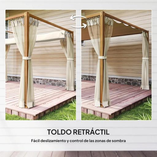 Pérgola de Jardín 4x3 m con Techo Retráctil Mosquiteras Laterales de Malla y Marco de Aluminio para Terraza Natural [5]