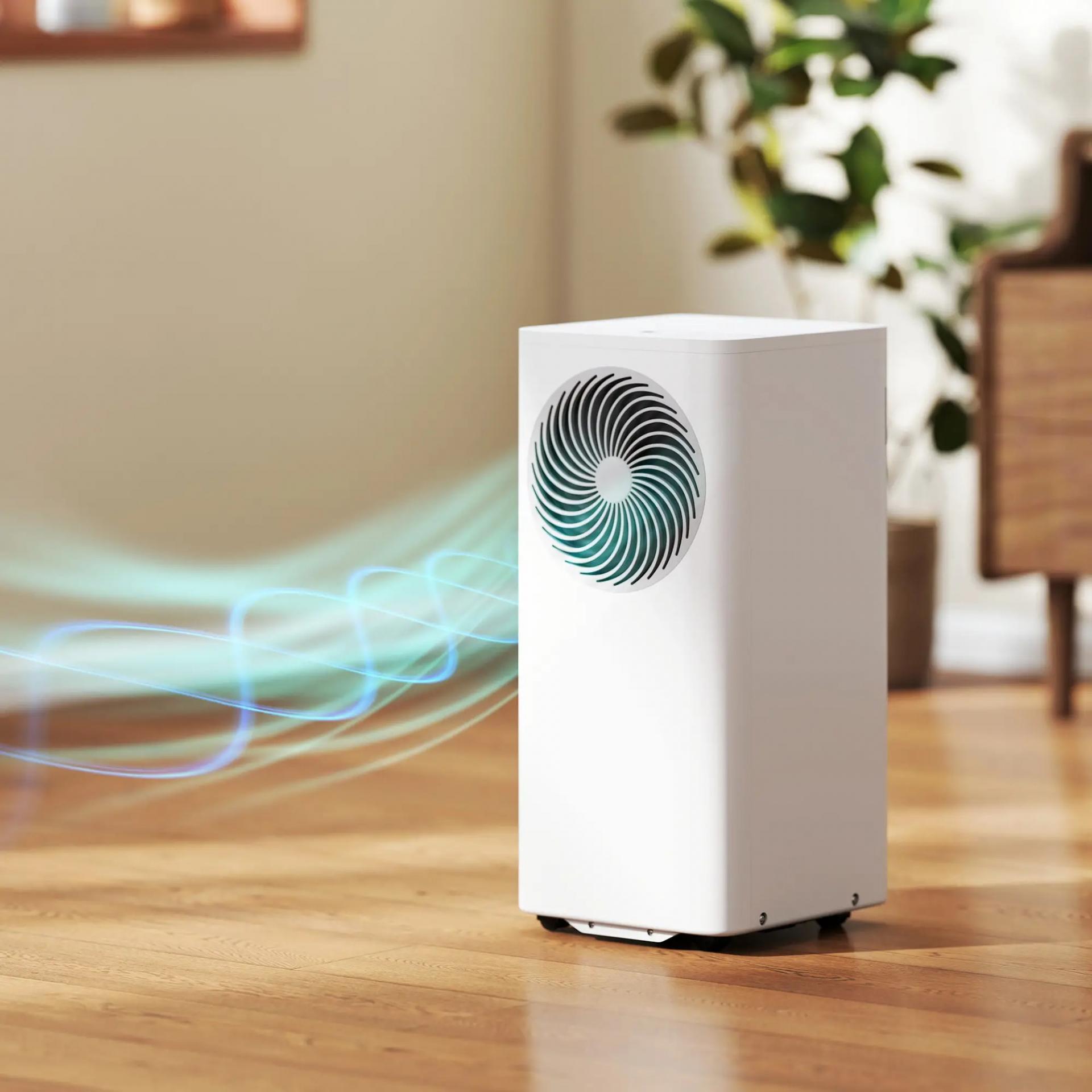 Aire Acondicionado Portátil 7000 BTU 4 en 1 Enfriamiento Deshumidificador Ventilador Modo de Sueño para 26 m² Blanco