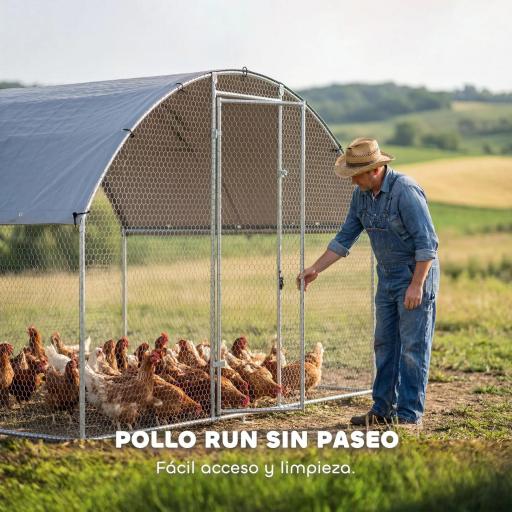 Gallinero para Exterior 2,8x1,7x1,9 m Cubierta de Tela Oxford Anti-UV Impermeable Pestillos para 5-8 Gallinas Plata [6]