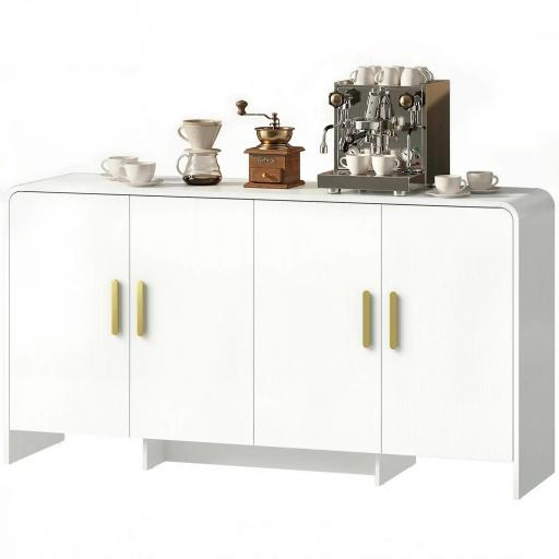 Aparador de Cocina con 4 Estantes 4 Puertas de Cierre Suave Mueble para TV de 72 Pulgadas 152x40x80 cm Blanco [8]