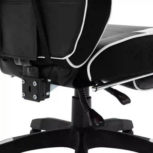 Silla Gaming Ergonómica Silla de Escritorio de Oficina Regulable en Altura Reclinable Respaldo con Reposapiés Reposacabezas Cojín Lumbar Ruedas 65x70x118,5-128,5 cm Blanco [7]