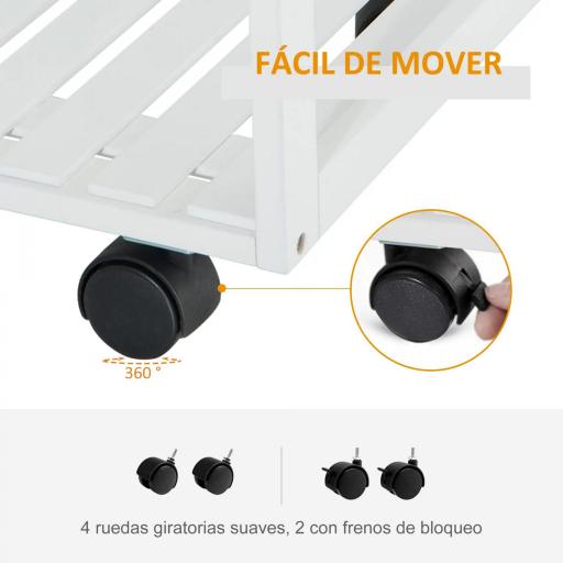 Carro de Cocina Multiusos Carrito Auxiliar con Ruedas para Dormitorio con Estantes Cestas Cajones 70x37x85cm Madera [4]
