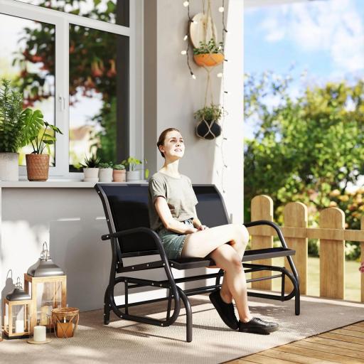 Banco Balancín tipo Silla Oscilante de Jardín o Patio con 2 Plazas 120x70x85 cm Carga 200kg Metal y Tela Texteline