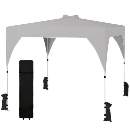 Carpa Plegable Pop-up 3x3 m con Bloqueo Central Altura Ajustable Bolsa Transporte con Ruedas y Sacos de Arena Gris [8]