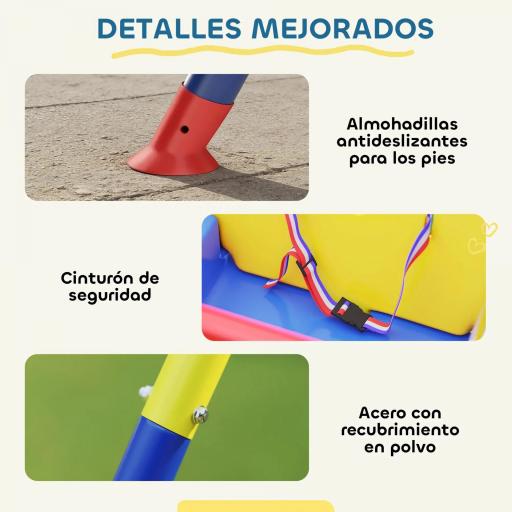 Columpio para Bebés 3 en 1 con Cuerdas Ajustables Cinturón de Seguridad Marco de Acero Plegable Azul [3]