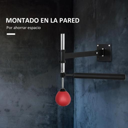 Bola de Velocidad de Boxeo Montado en Pared Altura Ajustable con Barra Giratoria e Inflador Punching Ball para Adultos y Adolescentes 79x72x20 cm Negro y Rojo [2]