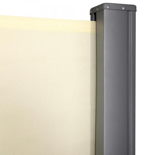 Toldo Lateral Retráctil 300x180cm Pantalla Enrollable Mampara de Privacidad y Protección Solar para Balcón Terraza Crema [7]