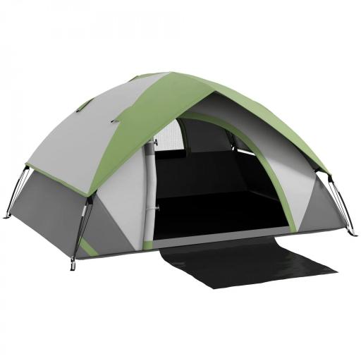 Tienda de Campaña Plegable para 2 Personas con Ventana y Bolsa Impermeable 3000 mm 210x150x110 cm Gris y Verde [9]