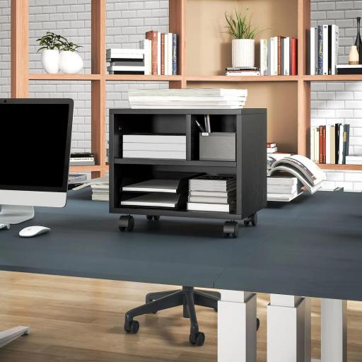 Soporte de Impresora con Ruedas Compartimentos Abiertos para Oficina Estudio 40x30x36 cm Negro [7]