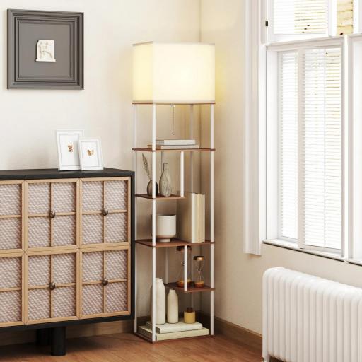 Lámpara de Pie con Estantes Temperaturas de Color Ajustable 3000K-6500K Control Remoto Bombilla E27 Natural [6]