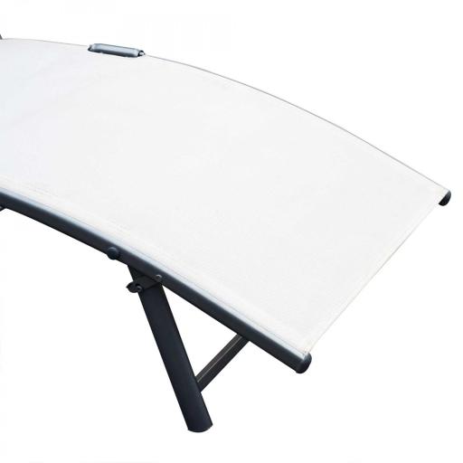 Tumbona de Jardín Plegable con Respaldo Ajustable en 7 Niveles Almohada y Reposabrazos 137x63,5x100,5 cm Beige [6]